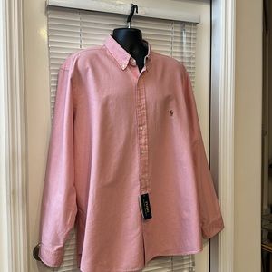 Polo Solid Oxford Long-Sleeve Red Woven Shirt - 2XB Big Man